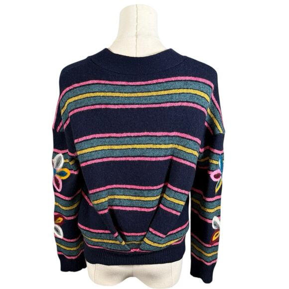 Moth Floral Embroidered Cardigan Wool Cashmere Blend Pleated Back XS - Picture 3 of 13